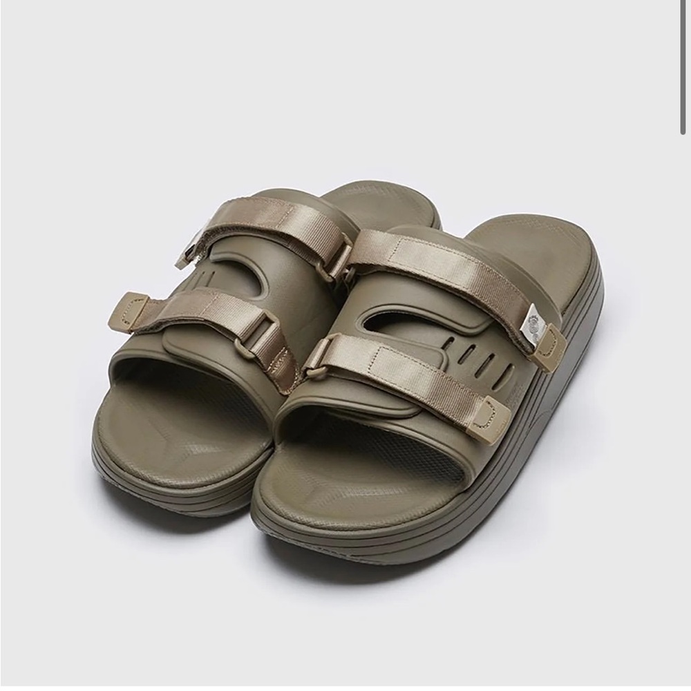 Suicoke Urich Platform Slide Sandal in Olive X Light Sage Green